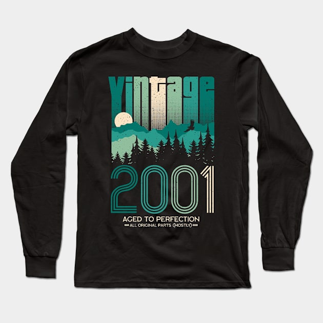 Vintage 2001 20th Birthday Twenty Years Gift Long Sleeve T-Shirt by Cheesybee